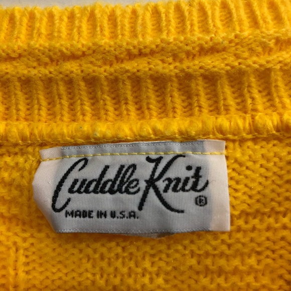Vintage Cuddle Knit Cable Heart Sweater Yellow S - Picture 5 of 7